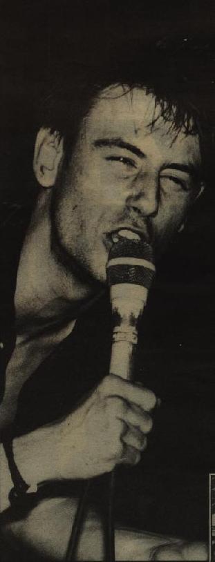 Photo of Steve Ignorant from The Sounds, January 1, 1983, page 13.