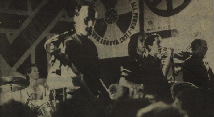 Photo of Pete and Crass from The Sounds, June 5, 1982, page 62.